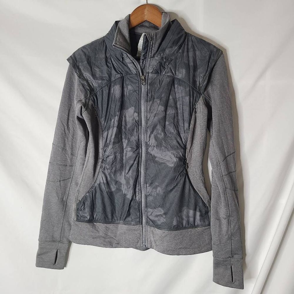 Lululemon Snug Sprinter Jacket in Heathered Slate / Dream Rose Slate Black sz 8
